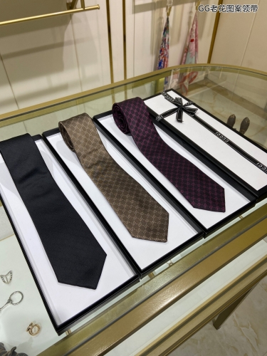 No.91012   GUCCI   GG vintage pattern tie. 95% top quality jacquard silk handmade customization