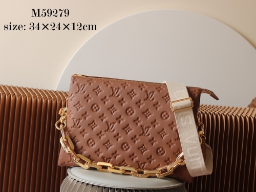 No.55861   M59279  34*24*12cm  Cousin medium handbag. Monogram embossed fluffy sheep leather