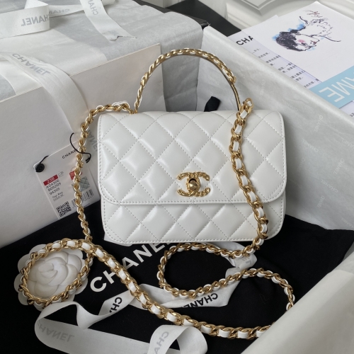 No.55850   AS4306   13*17.5*4cm 23B new handle cover bag.Leather wearing chain+diamond pattern mandarin duck buckle