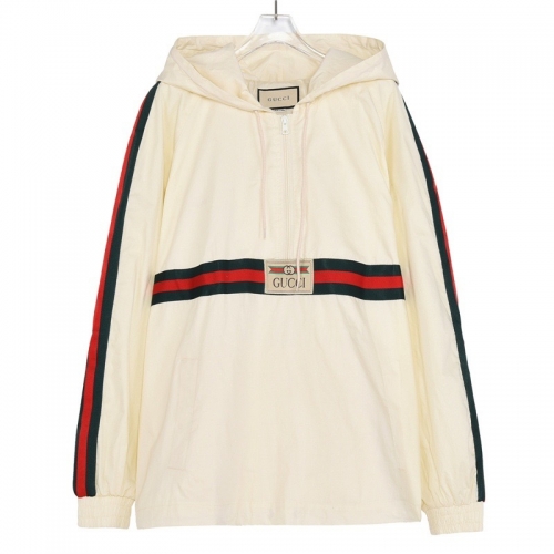 No.91053  Gucci  Red and Green Ribbon Half Zip Charge Coat. Original molded custom nylon trench fabric. Code XS-S-M-L