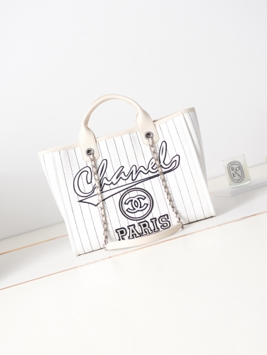 No.55899  As66941   38cm  23p Latest Striped Beach Bag Canvas material paired with cowhide