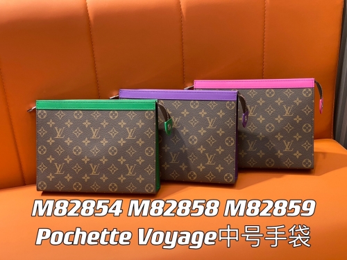 No. 55980     M82854   M82858   M82859   26*20*5cm  Pochette Voyage Medium handbag. Monogram Eclipse Canvas