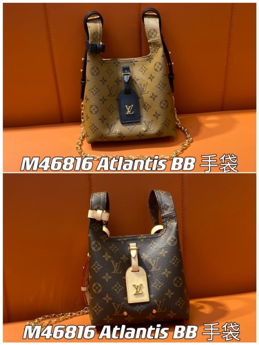 No. 55974 Atlantis BB handbag, M46816 17*17*7cm, M46817 M46821 34x34x13.5cm, Monogram Canvas,big M24409 small M24408 white