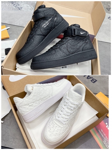 No.64289  LV+OFF WHITE+Nike Air Force tripartite co branded model. Imported cowhide. Size 38-46