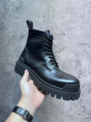 No.64284 Balenciaga STRIKE thick soled Derby lace up boots. Casual big toe shoes. Imported stone grain cowhide Size 39-45