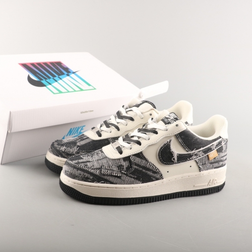 No.64319  Nike Air Force 1 Low 07 White Black Denim Patch Article number: FB0607 066