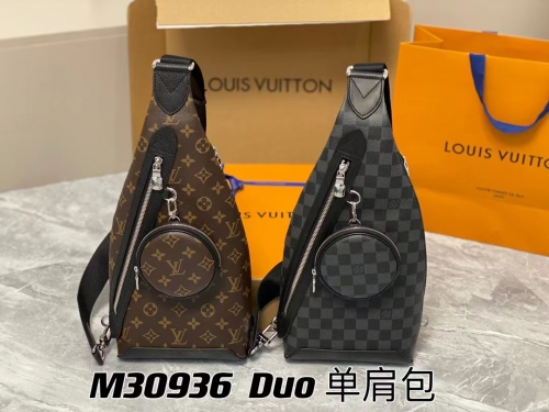 No. 56001   M30936   20*42*6cm  Duo shoulder bag Splice Monogram Canvas and Ta ï ga Cow Leather