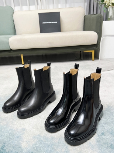 No.64326  Alexander Wang  2023S Autumn/Winter New York Fashion Week Letter Boots Imported calf leather/open edge beads/denim fabric Size 35-41