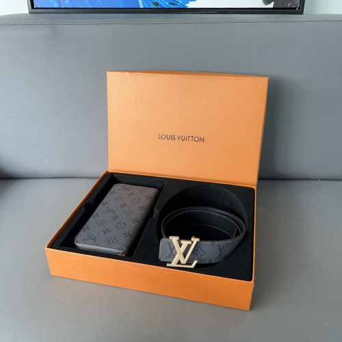 No.91197  LV 2-in-1 gift box single pull wallet+belt