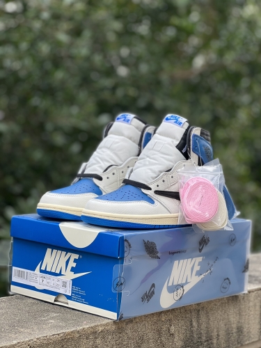 No.64372  Travis Scott x Fragment Design x Air Jordan 1 High AJ1 Ts Tripartite Collaboration Lightning Barb High Help Product Number: DH3277 105