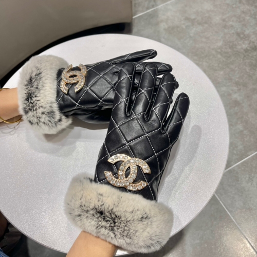 No.91278   Chanel  Lazy rabbit fur sheepskin gloves  Size M-L