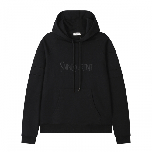 No.91340  YSL Front pocket letter embroidered hoodie Imported pure cotton fabric Same style for men and women Size S-M-L