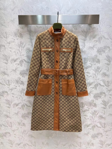 No.91348    Gucci GG jacquard patchwork long sleeved coat Size S-M-L