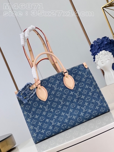 No.56324 M46871 35*27*14cm  Ontogo Medium Handbag Monogram jacquard denim fabric tote 35cm