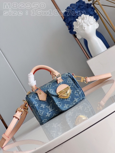 No.56328 m82950 16*10*7.5cm  Nano speed handbag Monogram denim sand washed canvas danim Nano Speedy