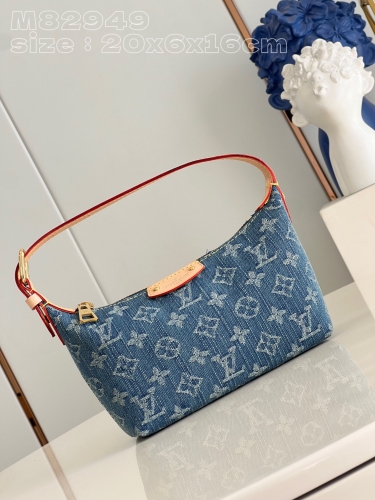 No.56322 M82949 20.5*6*16cm  MINI MOON handbag Monogram Imprente Hills Pochette denim