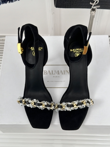 No.64551   Balmain Flat strap high heels sandals Imported Yangjing+cowhide Size: 35-42