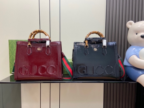 No.56560    678842   35*30*14cm  Aria Fashion Aria series bamboo joint bags Lacquer leather original factory leather