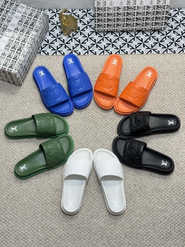 No.64646   LV New embossed slippers Italian imported fabric Size: 38-45