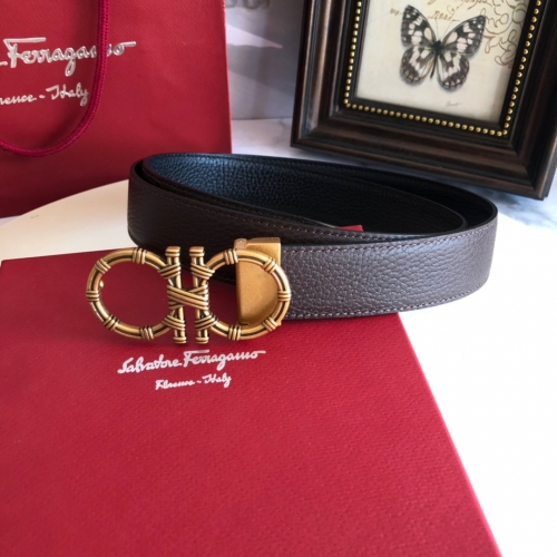 No.91405   Ferragamo Original leather+ Line oil edge Original Gancio Hardware 35mm wide