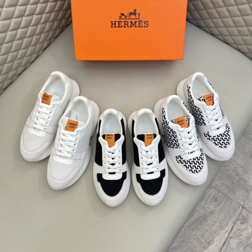 No.64655   Hermes Low top sports shoes Imported cowhide splicing original fabric Size: 38-45