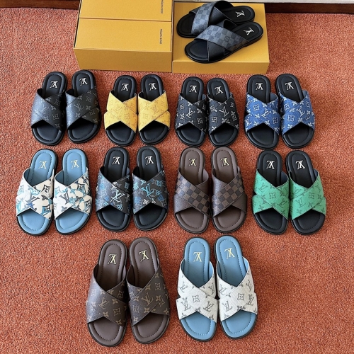 No.64654    LV Monogram cross men's sandals Grained cowhide leather Size: 38-45