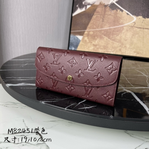 No.56607     M82451   19*10*2cm    Emilie wallet Monogram Imprente leather+Monogram pattern embossing