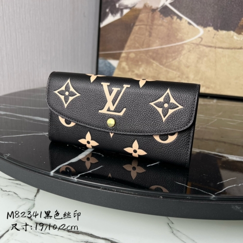 No.56615     M82341    19*10*2cm  Chip version Emilie wallet Monogram Imprente grain leather Imprint Monogram pattern