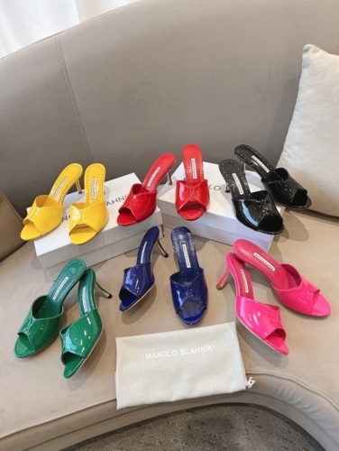 No.64731    Manolo Blahnik High heeled sandals and slippers Imported Qipi+sheepskin lining 7.5cm Size: 35-42