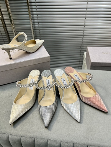 No.64780     Jimmy Choo Rhinestone pointed slippers Original imported special materials+original sheepskin Size: 34-40