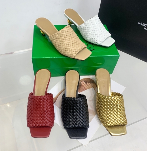 No.64649      BV New hand woven BV Knot series metal heel slippers Heel height: 4.5cm/9cm Size: 35-41