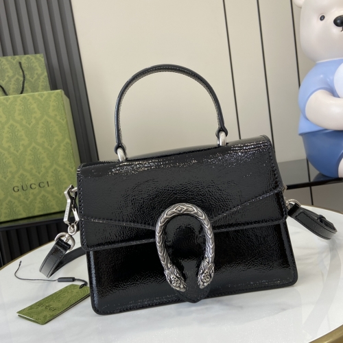 No.56833     799599     22*16*8cm   Dionysus series small handbag Black/patent leather original factory leather