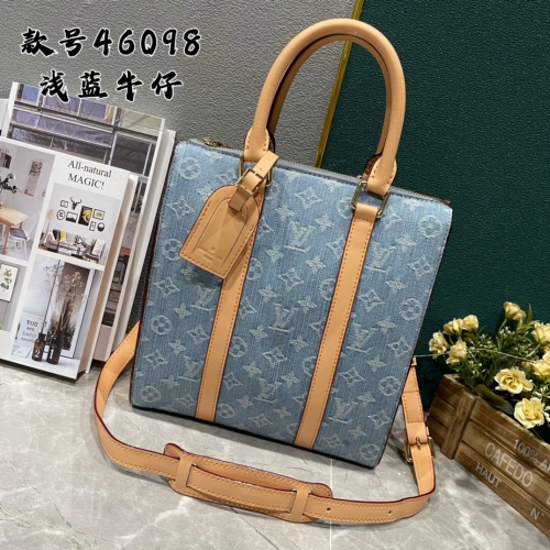 No.56840     M46098      26*28.5*6cm    Sac Plat Cross handbag Light blue denim