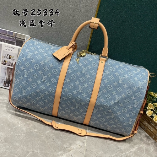 No.56842    M25334    50*29*22cm     Keepall Bandouli è re 50 travel bag Light blue denim