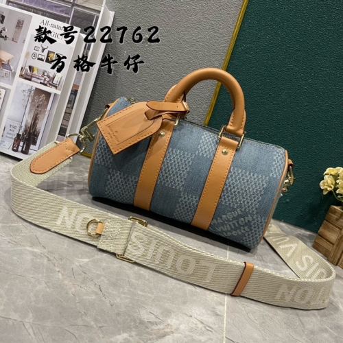 No.56844     M22762      25*15*11cm   Keepall 25 handbag Checkered denim