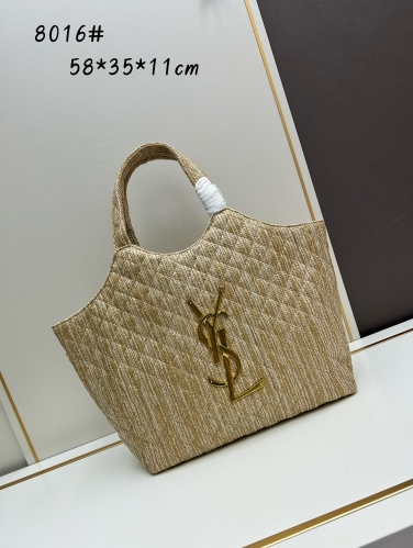 No.56888     8016-1    58*35*11cm   Large logo stitched pattern shopping bag Grass weaving