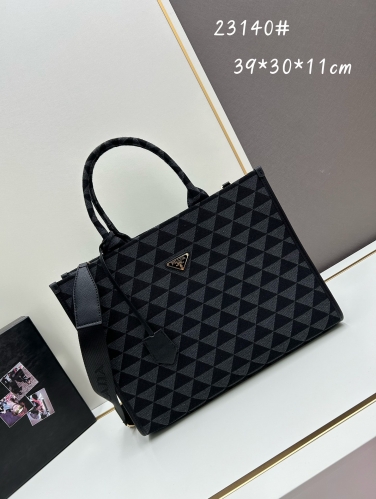 No.56919     23140     39*30*11cm       28*22*9cm     17*18*6cm   Embroidered fabric tote bag Saffiano leather handle