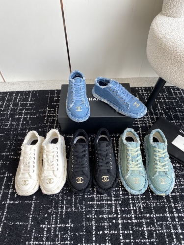 No.64889     Chanel  24ss new tassel thick soled sports shoes Original custom imported denim printed embroidery fabric Size  :  35-41