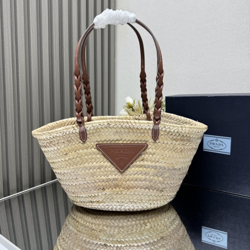 No.57009     1BG314    25*48*16cm    Basket of vegetables and woven straw bags Lafite grass weaving Leather edging