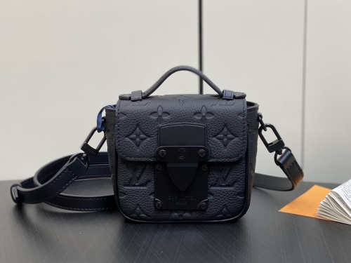 No.57027     M83148     12.5*11*5.5cm    Pico S-Lock handbag Black Warrior (embossed) Monogram Taurillon Dccio leather