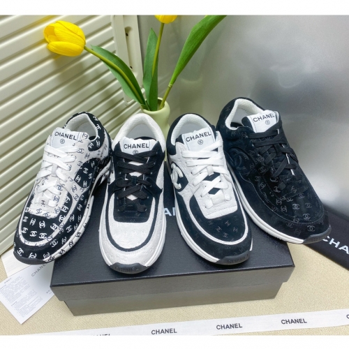 No.64913     Chanel Embossed sports shoes Original imported high silk shiny cow suede+drip glue process Size:35-45