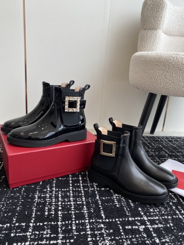 No.64963        Rv  Chelsea boots Customized imported open edge pearl cowhide/calf leather Size: 34-40