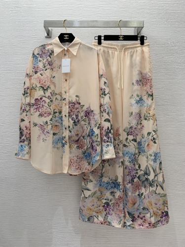 No.91420     D24041842   ZIMMERMANN  High end customized cotton and linen breathable fabric, fashionable floral print two-piece set S -M -L -XL