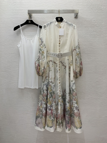 No.91428   D24070246   ZIMMERMANN  Front row diamond button floral print stand up collar lantern sleeve dress S -M -L -XL