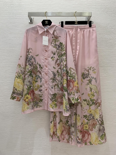 No.91449   D24061357   ZIMMERMANN  Fashion floral print two-piece set Cotton and linen breathable fabric S M L XL