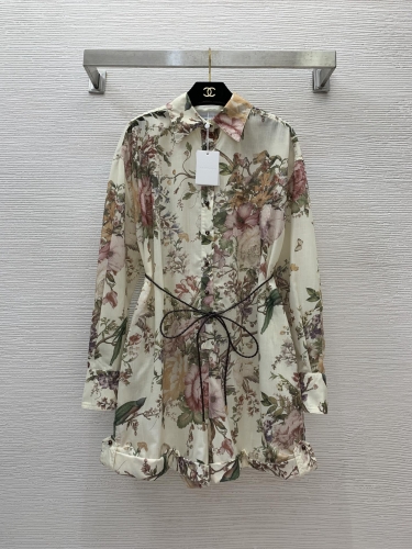 No.91454   G24052734   ZIMMERMANN  Buckle lapel floral print loose fit long sleeved jumpsuit shorts S M L XL