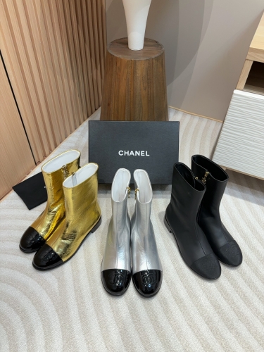 No.64991    Chanel Round toe flat bottomed short boots Calf leather upper 2.5cm 35-41