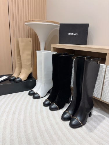 No.64986   Chanel Knight boots, thick chain, high-heeled boots Sheepskin/sheepskin leather upper 7cm 35-41