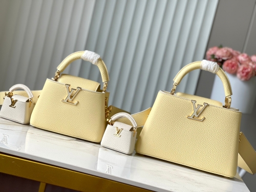 No.57158    M24563/M48865    21*14*8cm     26.5*17.5*9cm  Yellow Pinzi Mother Bag Capucines handbag