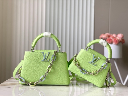 No.57169     M24683/M48865   21*14*8cm   27*18*9cm  green Octagonal chain clause Capucines handbag Taurillon leather